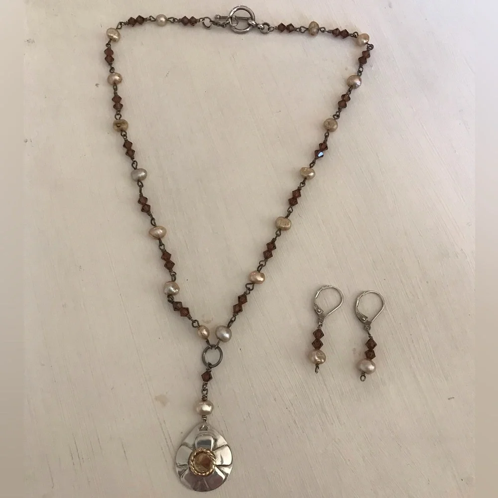 Vintage Sterling Silver Patricia O Beaded Necklace and Earrings Set - Picture 6 of 10